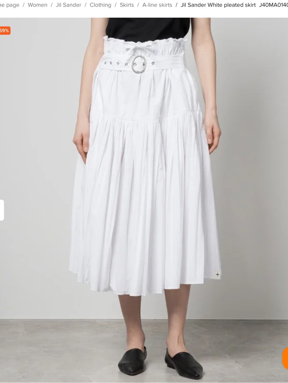 Jil Sander White Pleated Skirt